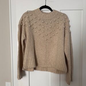 Madewell Tan Pom-Pom Crew Neck Sweater